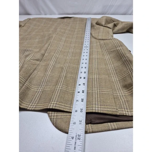 Roberto Zanieri Blazer Sport Coat Mens 44 Beige 100% Wool Plaid Made In Italy